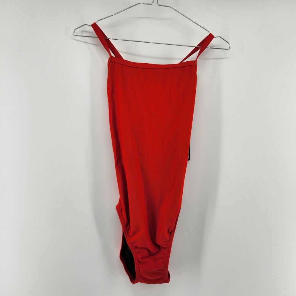 Speedo Size 10/36 Team Red Eco Solid Flyback 601 One Piece Swimsuit NWB